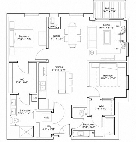 2 Bedroom Apartment Floor Plan Vintage on Selby Apartments