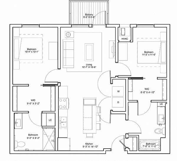 2 Bedroom Apartment Floor Plan Vintage on Selby Apartments