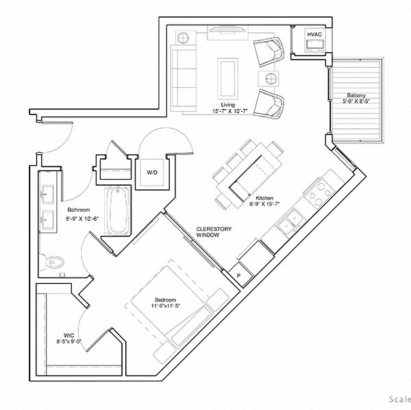 Vintage on Selby Apartments 1 Bedroom Apartment Layout