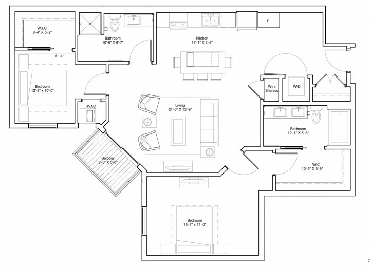 Vintage on Selby Apartments 2 Bedroom Apartment Floor Plan