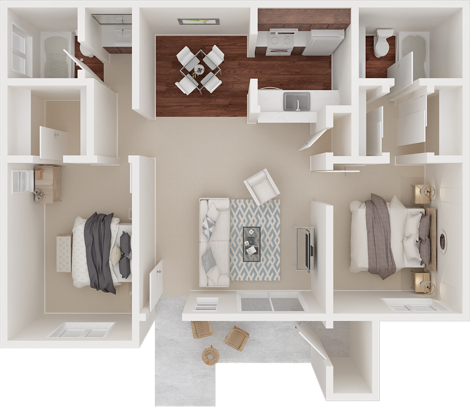 Two bedroom floor plan