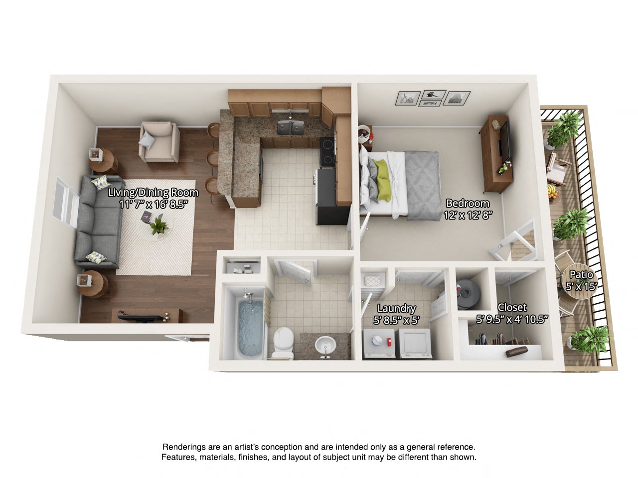3 dimensional floorplan view of 1 bedroom apartment 1 bedroom 3 dimensional floorplan upstairs