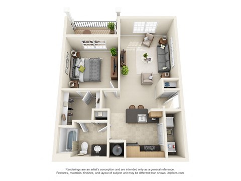 Overlook at Gwinnett Stadium, Lawrenceville Georgia, 1x1 Murphy 3D floorplan