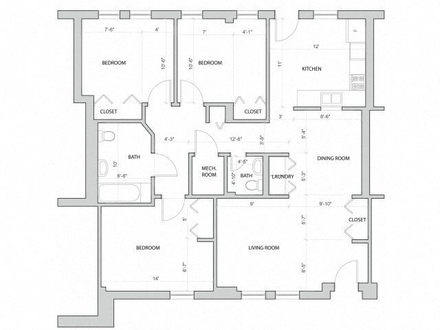 Townhouse 3 bedroom flat Floor Plan 3