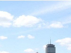 Breathtaking Boston views. Some of the best in the city. View of Boston skyline featuring the John Hancock Tower and Prudential Center.