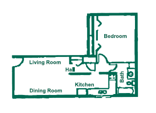 One Bedroom Floor Plan 1