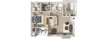 PLAN C 2 bedroom 2 bathroom Floor planat Milan Apartment Townhomes, Las Vegas, 89183