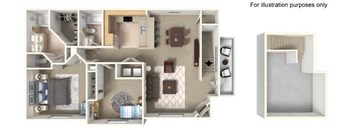 2 bedroom 2 bathroom Floor plan A at Milan Apartment Townhomes, Las Vegas, NV