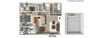 PLAN C + 2 Car Garage 2 bedroom 2 bathroom Floor plan at Milan Apartment Townhomes, Las Vegas, Nevada