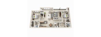 The Carlow Floor Plan | 3 Bed 2 Bath | 1,444 sq.ft.