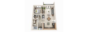 Dublin Floor Plan | 1 Bed 1 Bath | 760 sq.ft.