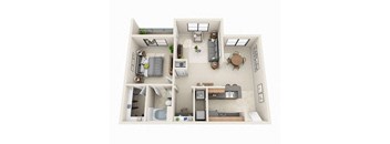 The Longford Floor Plan | 1 Bed 1 Bath | 814 sq.ft.