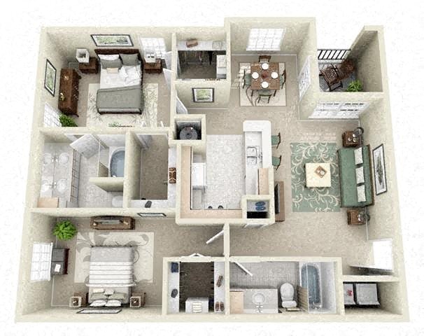 Apartments in Louisville Oxmoor 1, 2, 3Bedroom Floor Plans