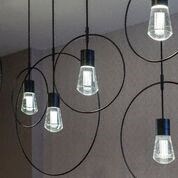 a cluster of lights hanging from a ceiling