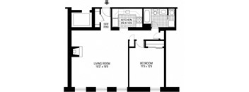 1 Bed 1 Bath - fireplace