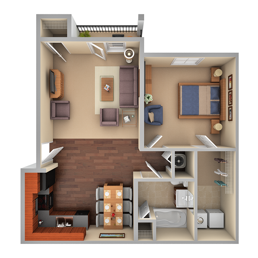 1 Bedroom Floor Plan 1