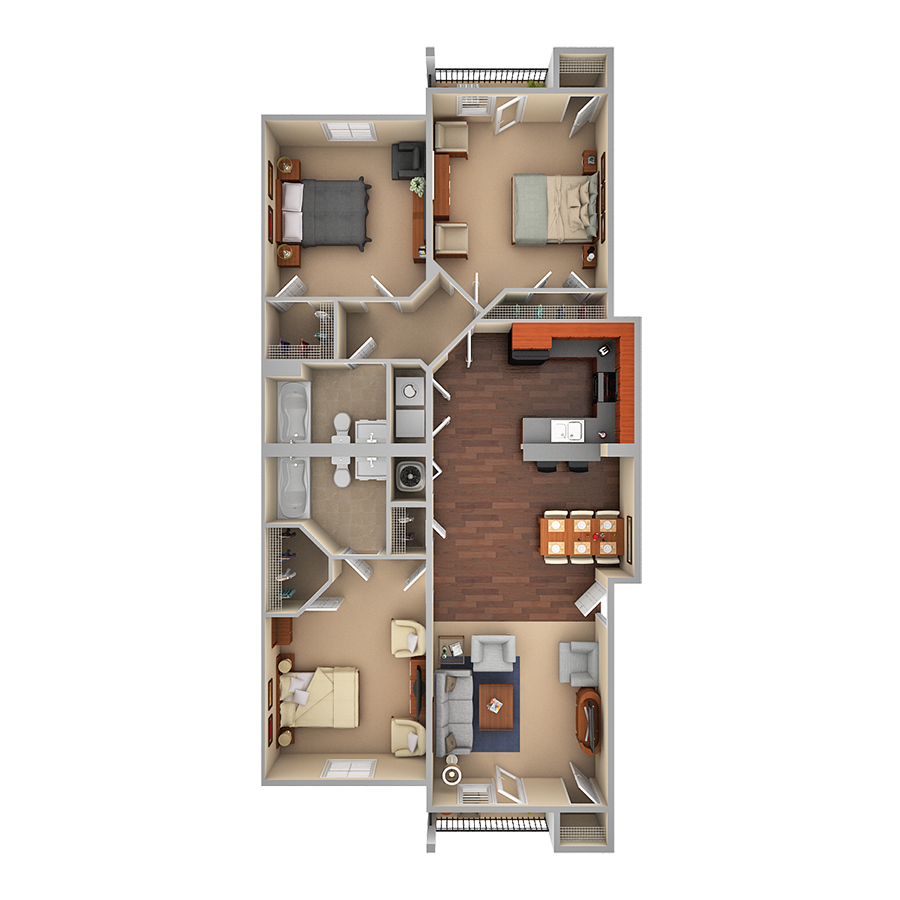 3 Bedroom Floor Plan 3