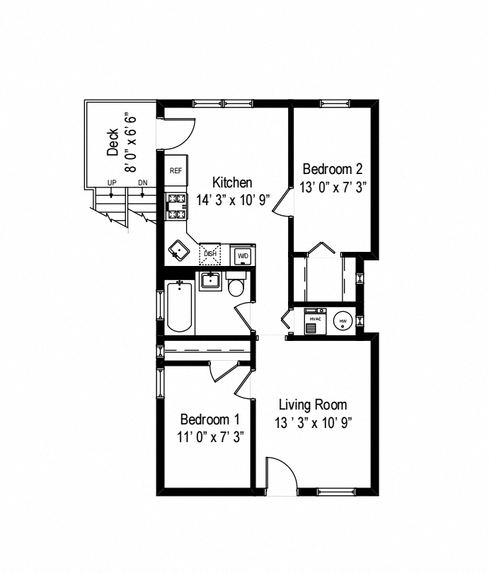2 Bedroom - 1 Bathroom