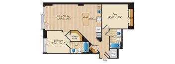 1 Bed 2 Bath Den-AD3a