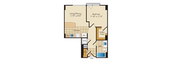 1 Bed 1 Bath-A2b