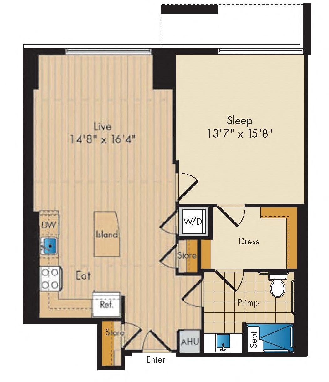 1 Bed 1 Bath-A8a