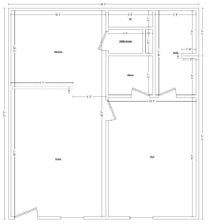 1 Bedroom - Back