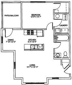 One Bedroom Apartment Floor Plan 1