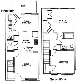 Two Bedroom Townhome Floor Plan 3