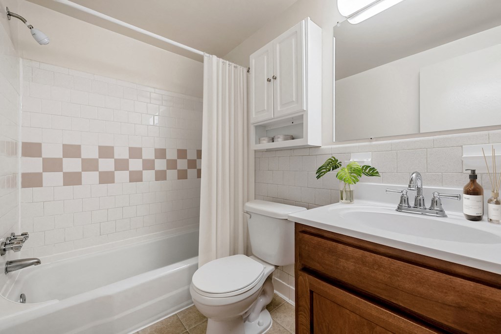 the preserve at ballantyne commons apartment bathroom with toilet sink and tub