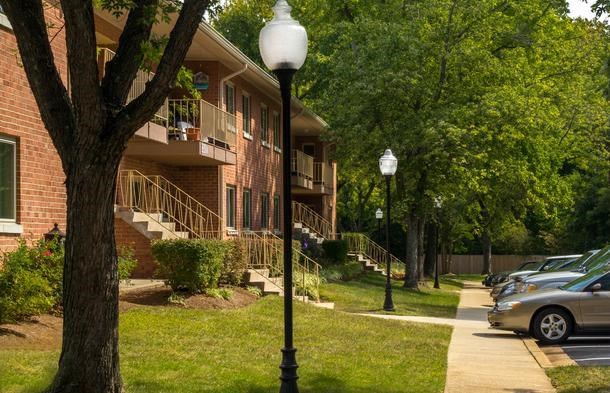 a row of cars parked in front of a building