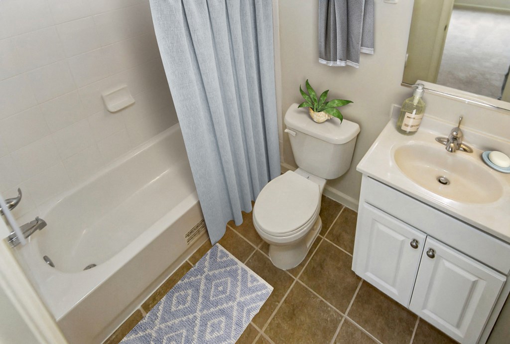 a bathroom with a toilet and a tub and a sink