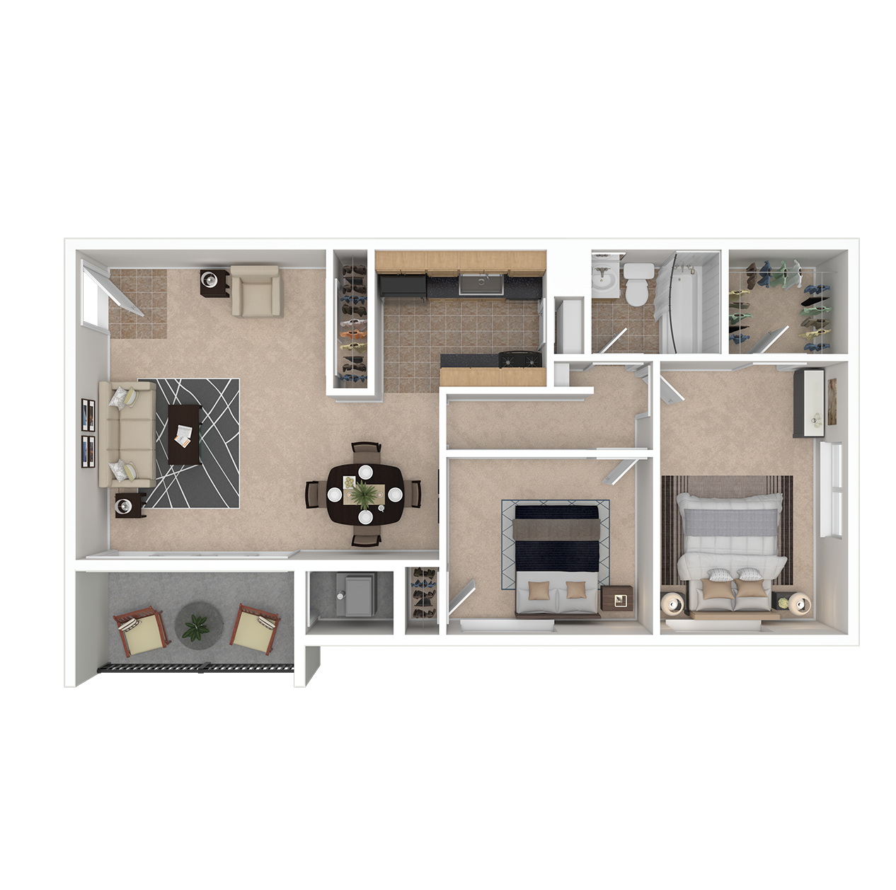 Furnished 2Bedroom Apartment Floor Plan
