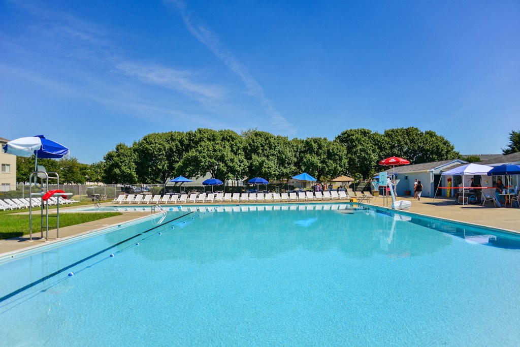 a swimming pool with chairs and umbrellas at the resort