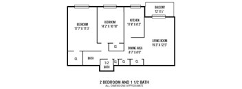 2 Bed 1.5 Bath