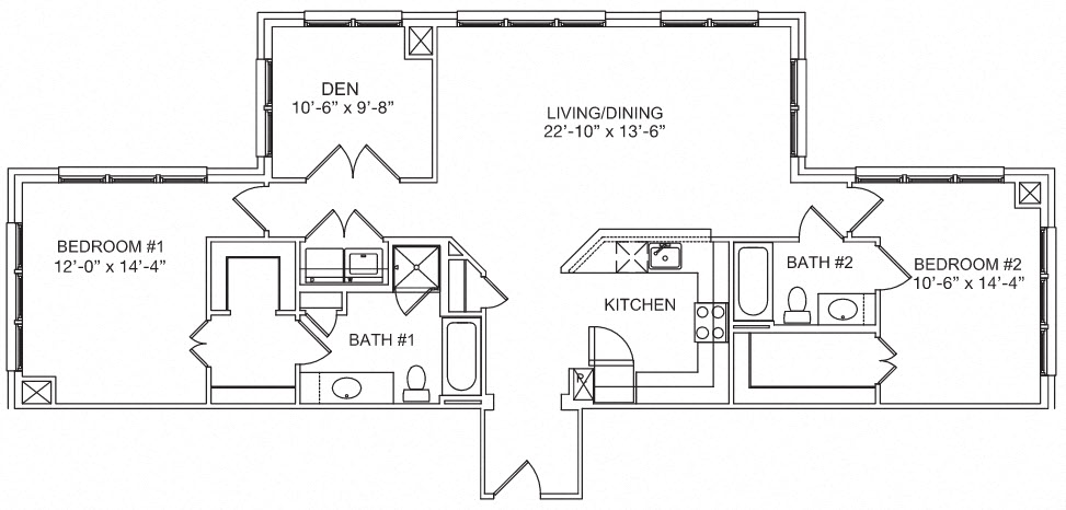 2 Bed 2 Bath with Den