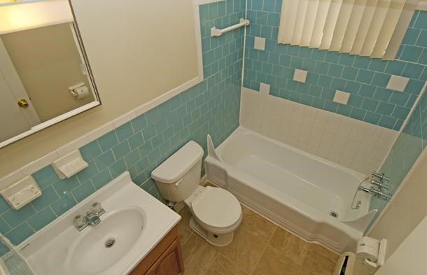a bathroom with a sink toilet and a bath tub