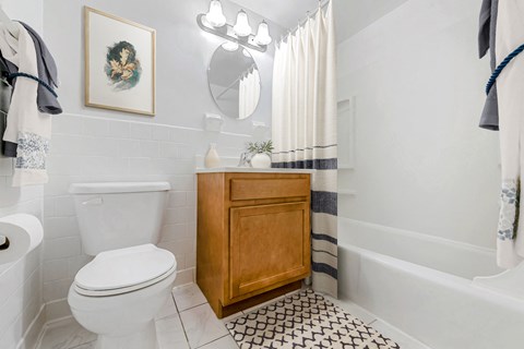 a bathroom with a toilet and a bath tub
