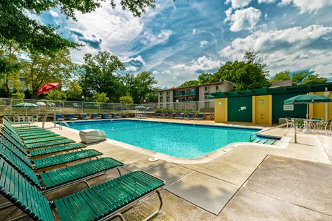 our apartments have a pool and lounge chairs