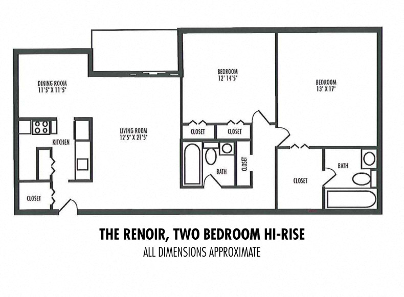 2 Bedroom 2 Bathroom Hi-Rise