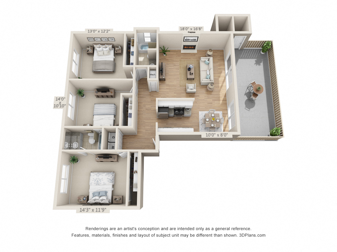 Three Bedroom-Two Bath