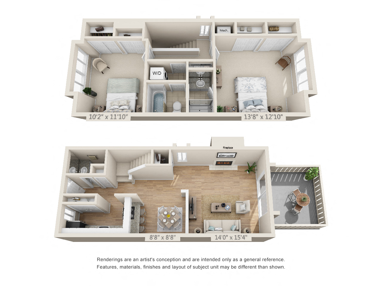 Two Bedroom-Townhouse-One and One Half Bath