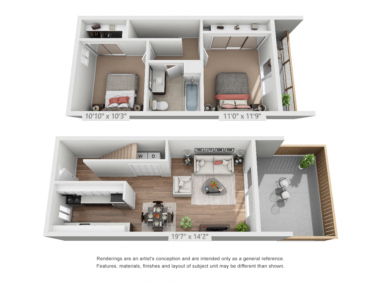 Two Bedroom-Townhouse-One Bath