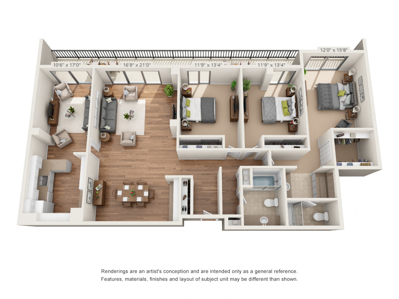 Penthouse - Three Bedroom-Two Bath