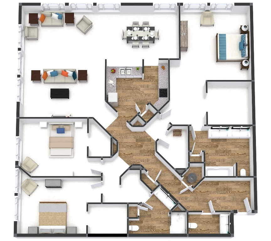 Three Bedroom Flat Floor Plan at The Lofts at Shillito Place, Cincinnati, OH, 45202