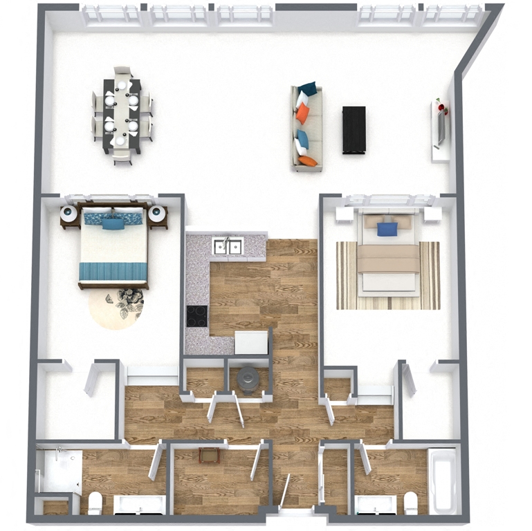 Two Bedroom Loft Plus Floor Plan at The Lofts at Shillito Place, Ohio, 45202