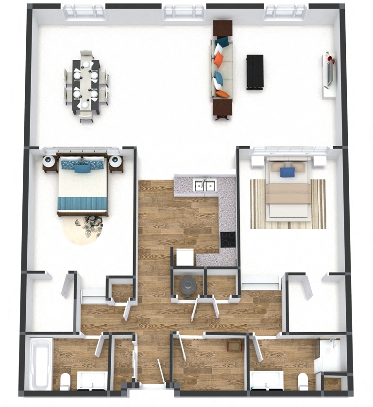 Two Bedroom Loft Floor Plan at The Lofts at Shillito Place, Ohio, 45202