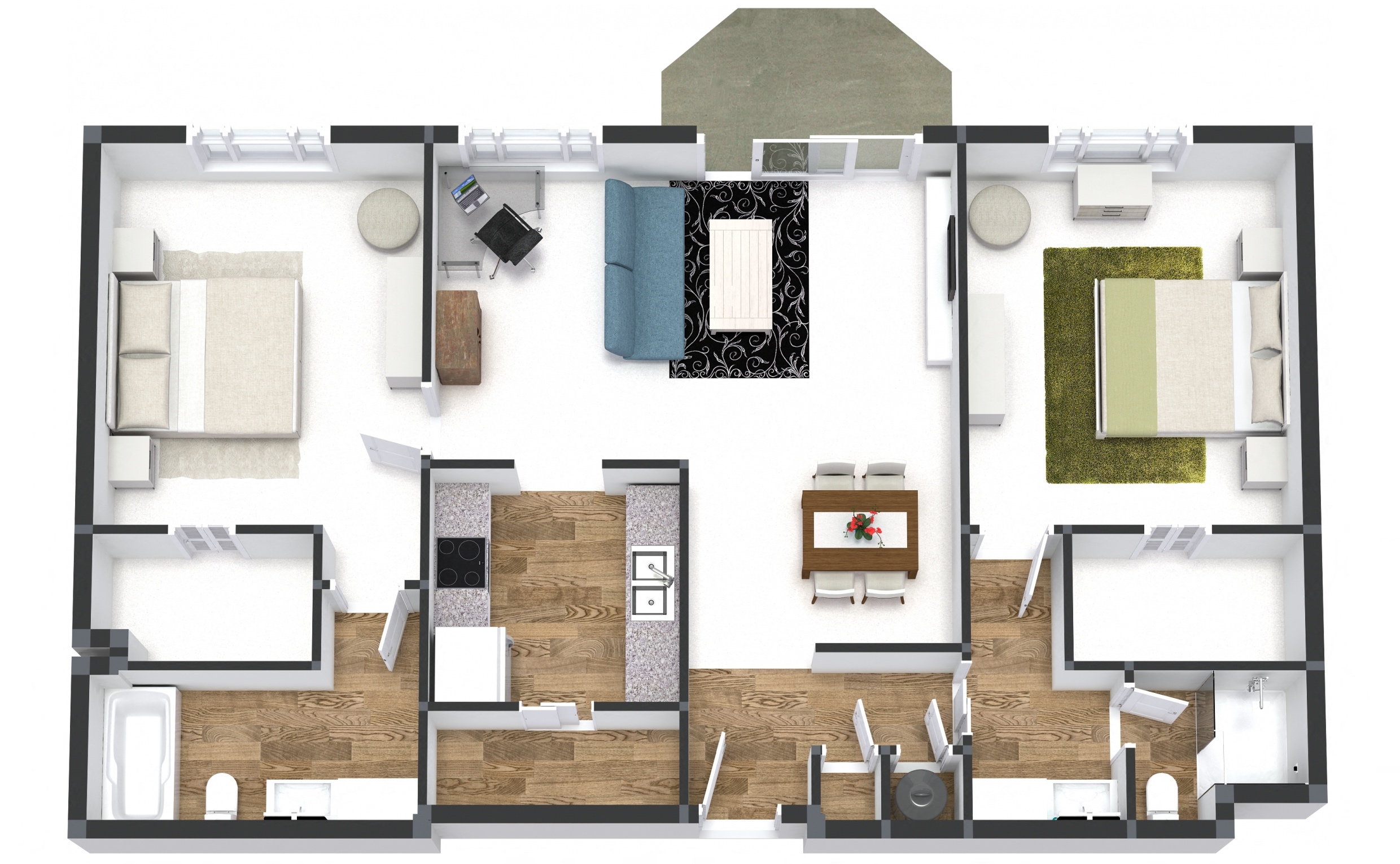 Two Bedroom on the Courtyard at Gramercy on Garfield, Cincinnati