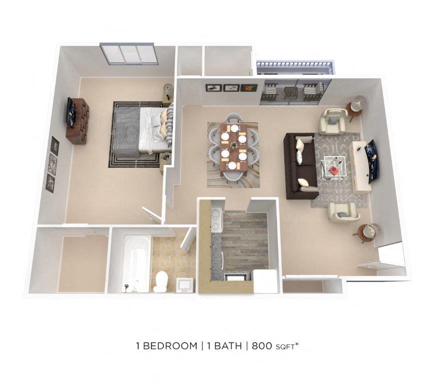 One Bedroom- 800 sqft