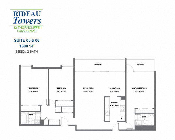 Rideau Towers - 43 Thorncliffe Park Drive - 3 BED – 2 BATH - 1300 SF – Apartment