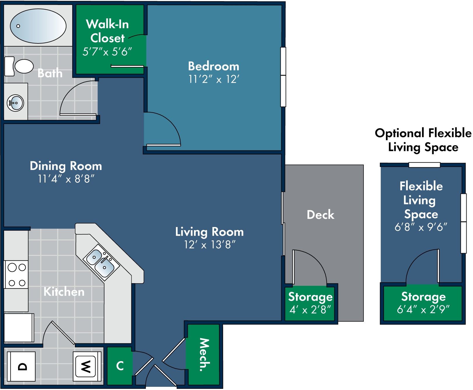 1 bedroom 1 bathroom 812 Square-Foot Amador with Flex Floor Plan at Abberly Place at White Oak Crossing, Garner, North Carolina